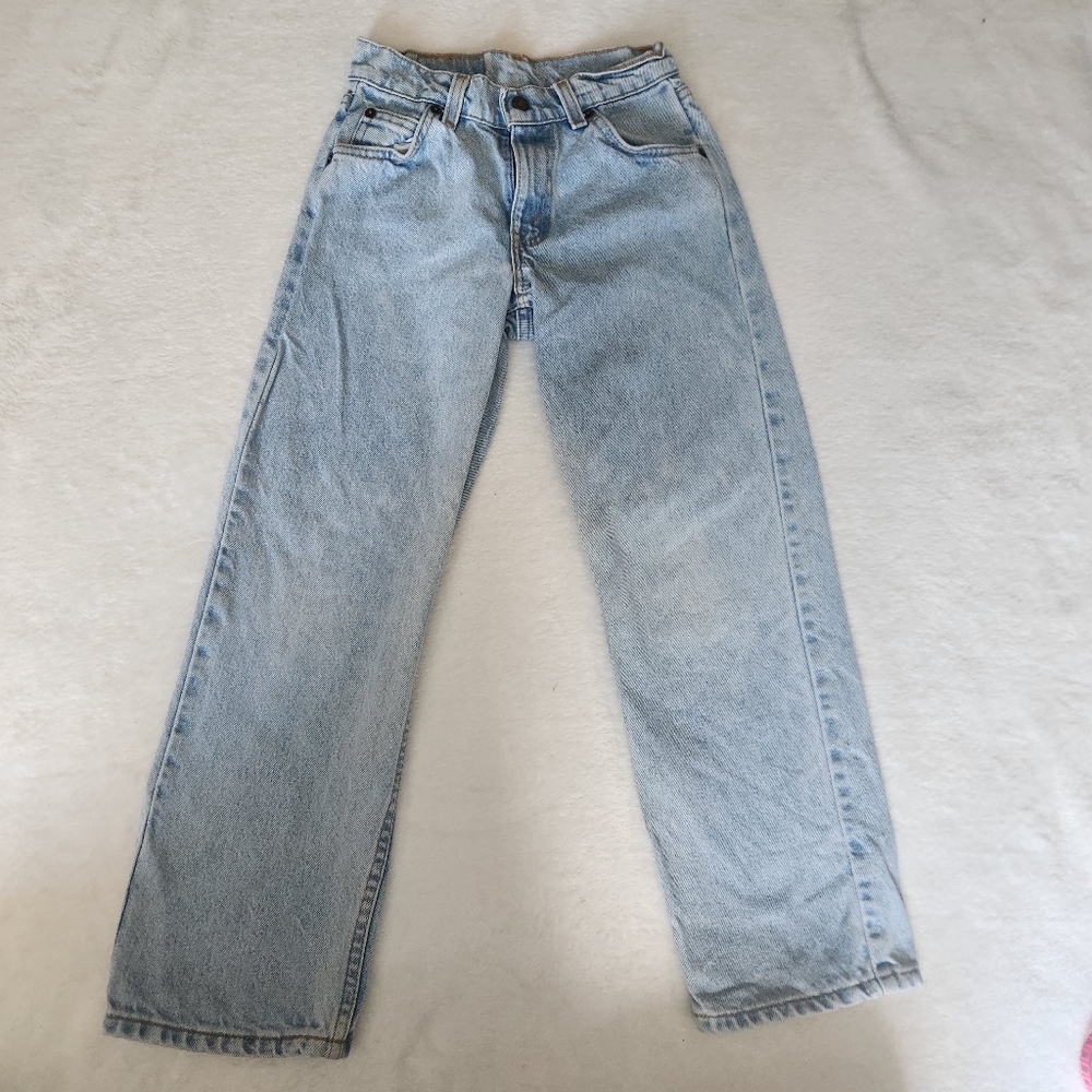 Used Orange Tab Levi’s 562 Loose Fit Regular Fit 9  Youth Blue Denim Made In USA